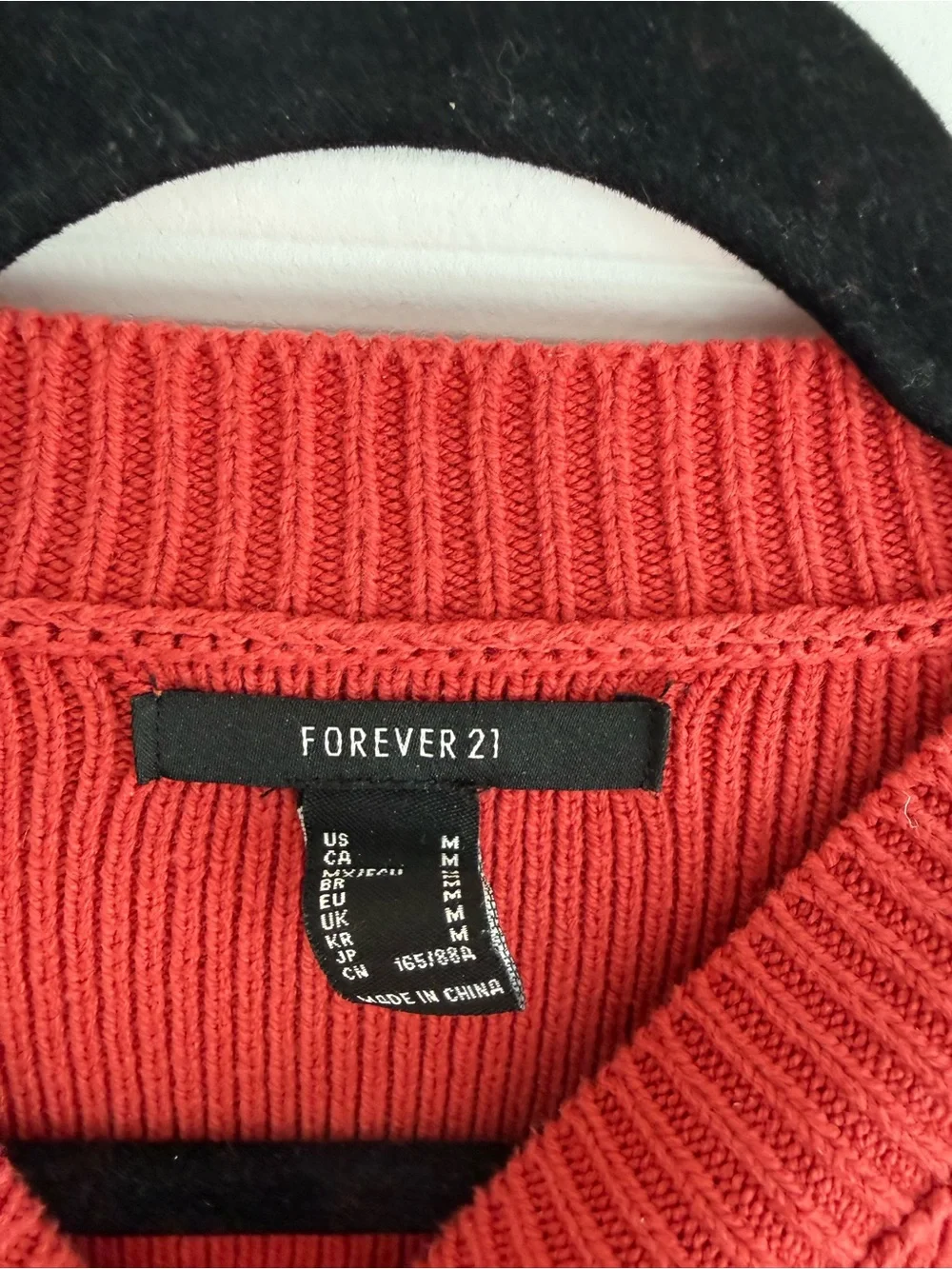 Forever 21 Red Ribbed Crewneck Sweater